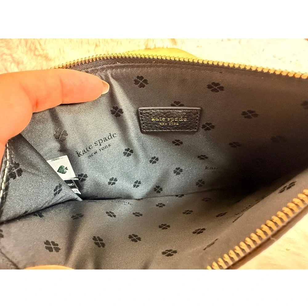 Kate Spade Black Pebbled Leather Wristlet Pouch KA186 Gold Hardware 5